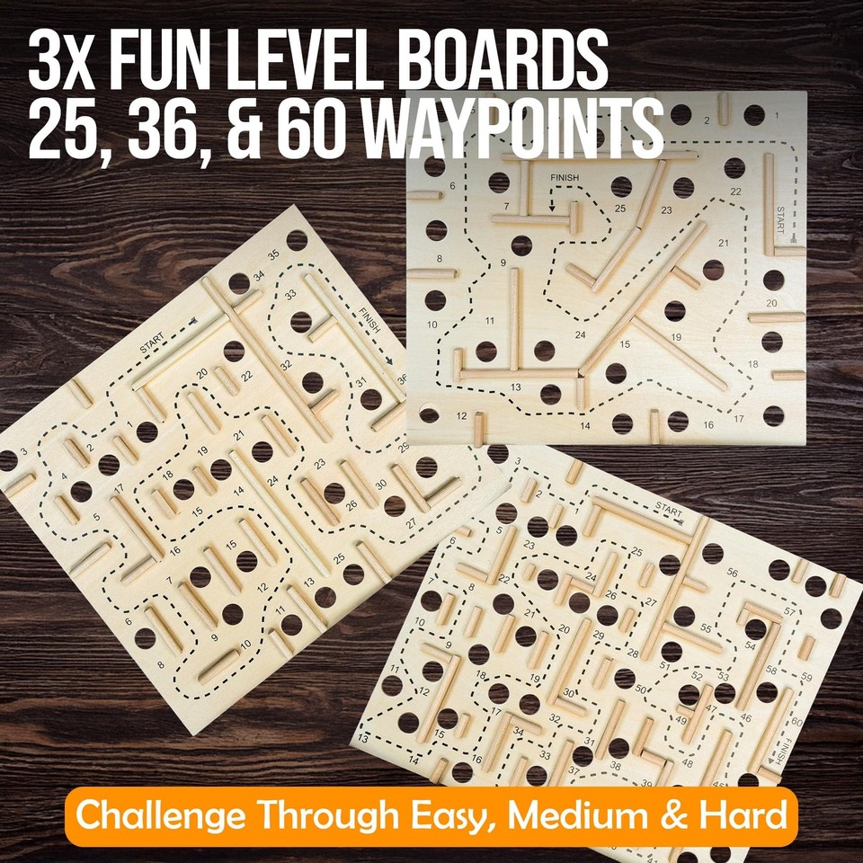 Sterling Games Wooden Labyrinth with 3 Swappable Boards – Classic Maze ...
