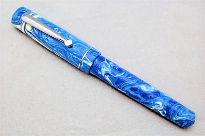 Handmade Blue Swirl Alumilite Fountain Pen
