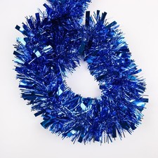 33FT Christmas Tinsel Garland,Blue Shiny Metallic Foil Decorations Parade Floats