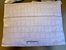 Fossil Fiona Leather Handbag Square Milled Crocodile Crossbody Handbag - Lilac