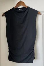 Rebecca Minkoff Women's Black Sleeveless Top Fitted, Ruched, Size S