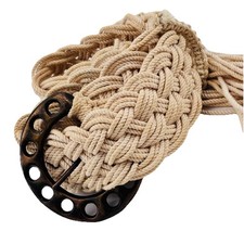 Macrame Handmade Wide Belt  Buckle Up To 30" Waist Fringe Festival Western Boho