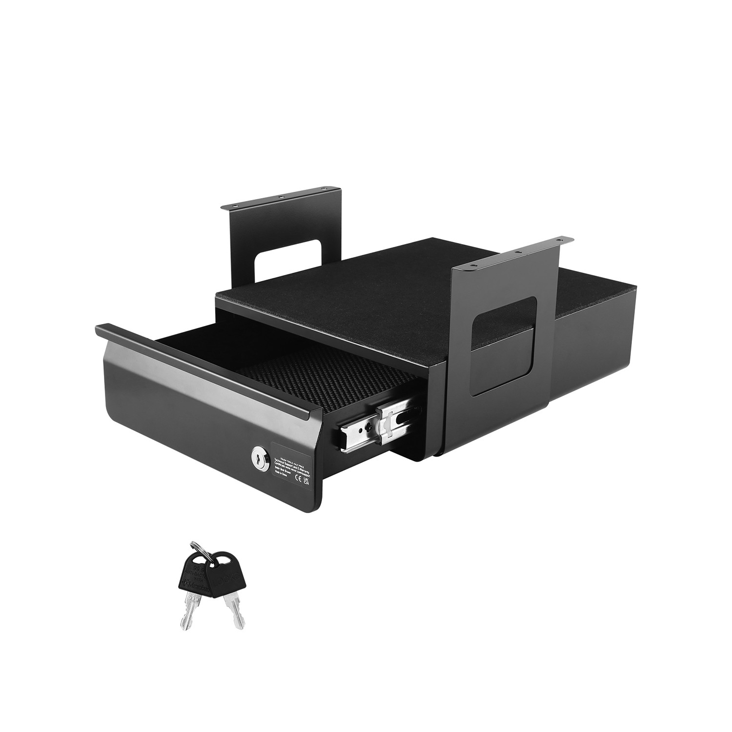 Rangement sous bureau coulissant et verrouillable Uimoso noir en métal 36x33x18 cm
