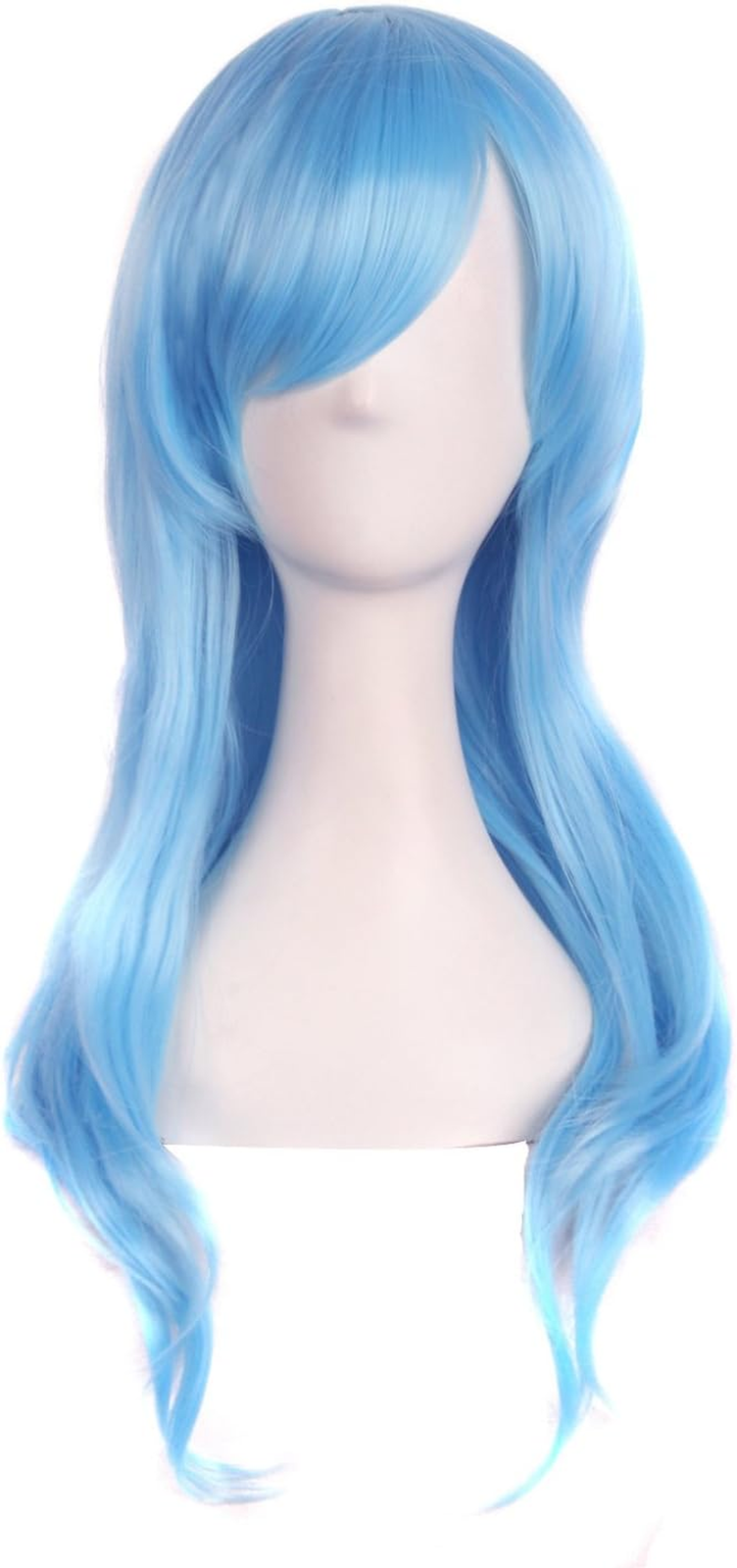 28"" 70Cm Long Curly Hair Ends Costume Cosplay Wig (Azure)