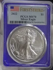 2022 US Silver Eagle $1 PCGS MS70 First Strike Blue Core Slab