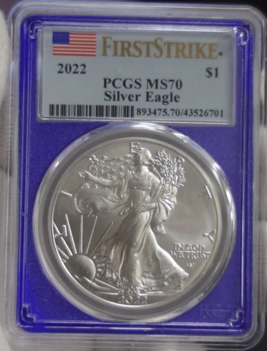 2022 US Silver Eagle $1 PCGS MS70 First Strike Blue Core Slab
