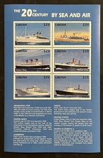 Travelstamps: 1999 Liberia Souvenir Sheet 20th Century “By Sea and Air” MNH OG