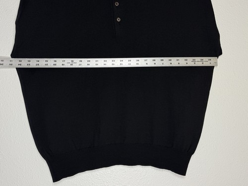 Gran Sasso Cashmere Sweater Men's Black Wool Silk Collared Polo Made In Italy - Picture 4 of 13