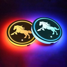 2 Pcs LED Car Cup Holder Lights,7 Colors Luminescent Light Cup Pad,USB Chargi...