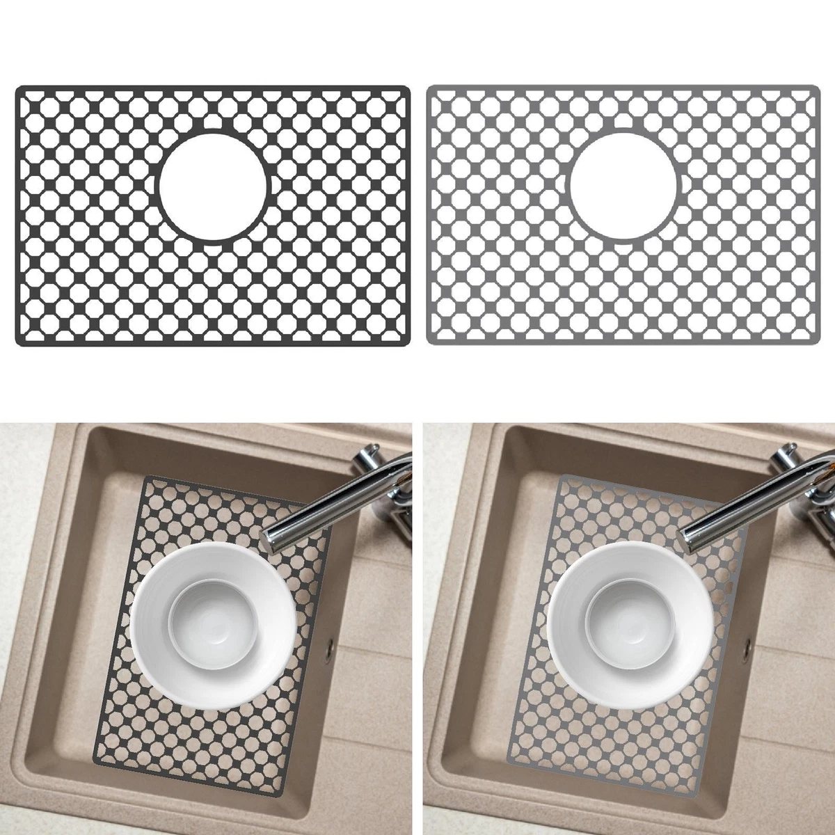 Topsky tappetini lavello cucina 2 pezzi, tappetino lavello cucina 30 x 40, tappetino scolapiatti ritagliabile in PVC, per lavelli in ceramica/acciaio inossidabile(Nero