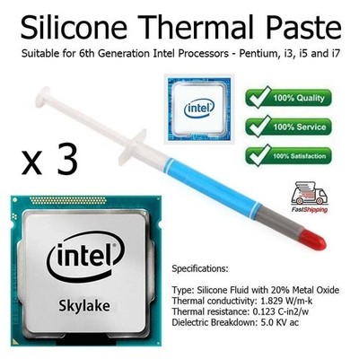 3 x Silikon Thermische Kühlkörper Paste Fett Tube für Intel 6. Gen Prozessoren