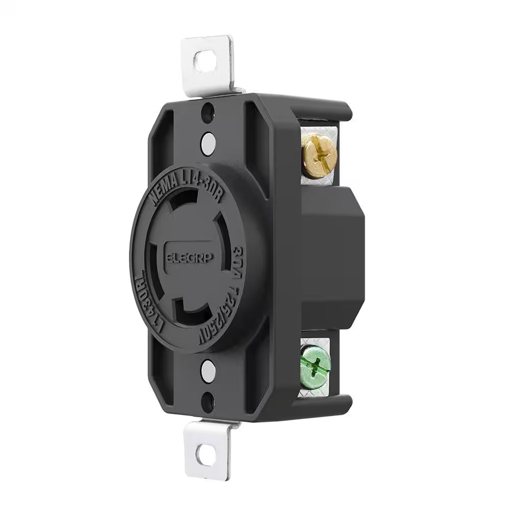 30 Amp 125/250V NEMA L14-30R Locking Receptacle, Industrial Grade Grounding Twis