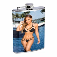 Australian Bikini Model D8 Flask 8oz Stainless Steel Hip Drinking Whiskey Sexy 