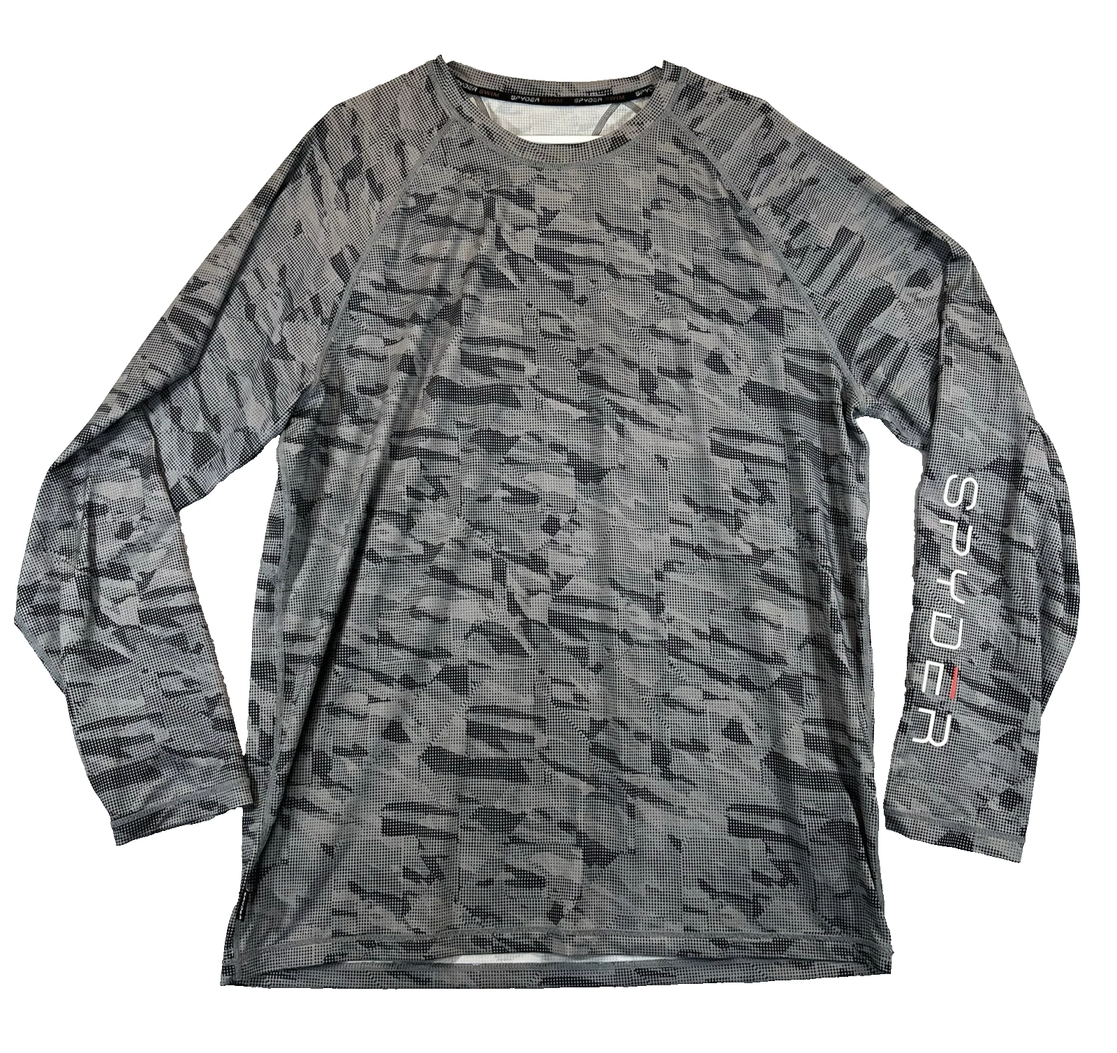 Spyder Swim Shirt Gray Camo Surf Sun Mens Large Long Sleeve