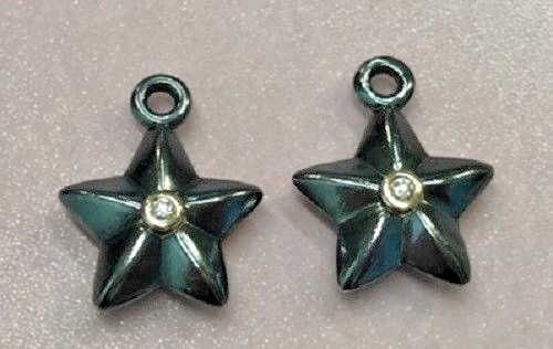 PANDORA | 14K GOLD SS DIAMOND STELLA EARRINGS ✪NEW✪ 290659D STAR RARE RETIRED US - Picture 1 of 8