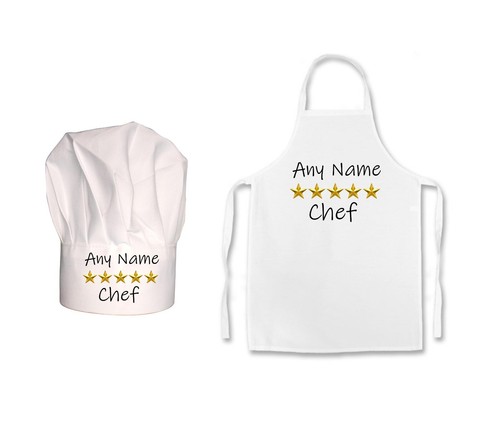 KIDS PERSONALISED 5 Star Chef Print Kids Chefs Hat / Apron Gift Set - Picture 6 of 6