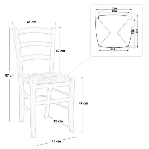 Silla De Comedor De Madera Negra Venezia Con Asiento De Paja - Imagen 5 de 5