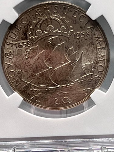 1938 G Sweden 2 kroner Graded NGC MS-62 - Picture 5 of 5