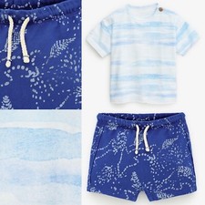NWT Zara Baby Boy Watercolor Waves Tee Shirt Dot Shorts Boho Beach 2-3 LOT