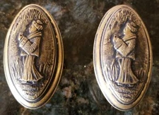 Vintage P.E. Guerin ornate figural door knobs, Oriental lady in Kimono, Brass