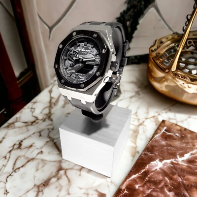 Casio G-Shock Watch Stainless Steel Modification Elegant Casioak Mod Black Metal