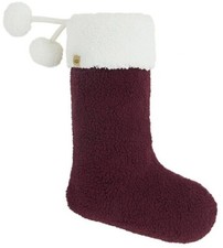 UGG Christmas Stocking Sherpa Large 21" Pompom CABERNET New