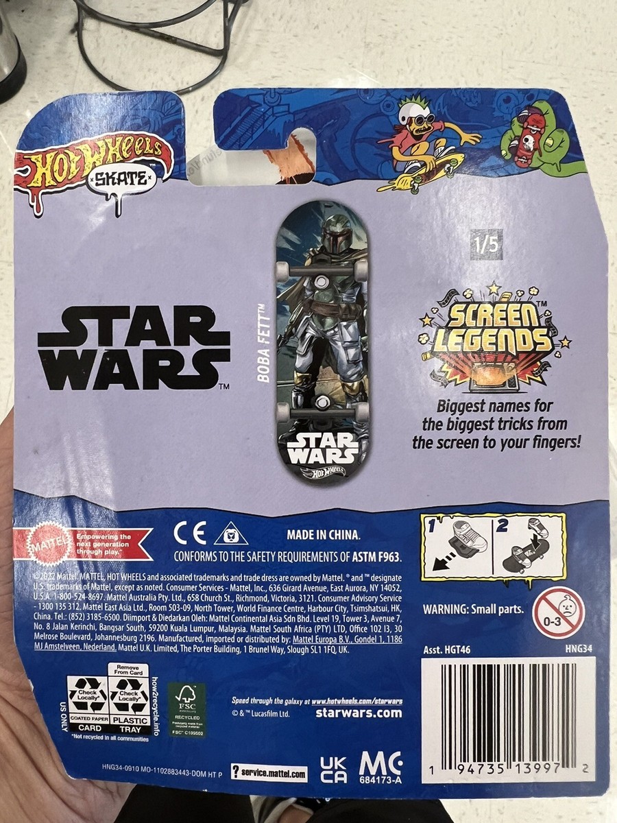 Hot Wheels Skate Fingerboard Star Wars Boba Fett Bounty Hunter NEW