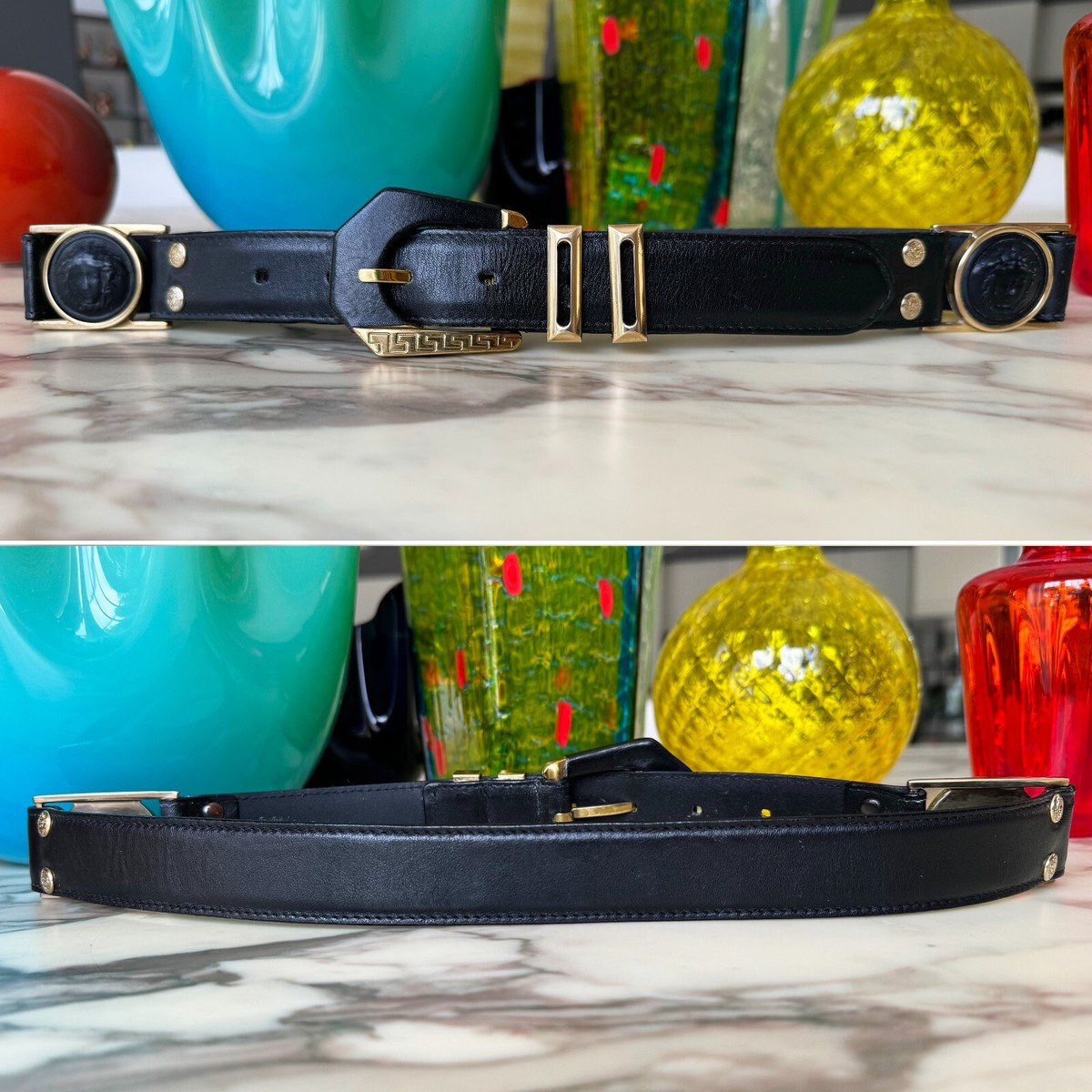 GIANNI VERSACE leather studded Medusa head belt size 70/28 from F