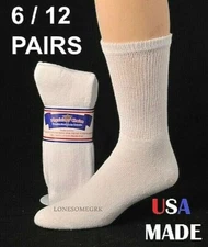 6 or 12 Pairs Womens Mens Physicians Choice White Ventilated Diabetic Crew Socks