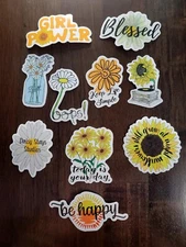 STICKERS x 10 Positive Reminder Inspiration Sunflowers Be Happy Blessed 32B4
