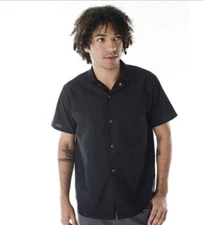 (4) Mens Chef Works Dress Shirt XL Black Cook Short Sleeve Button Down w Pocket