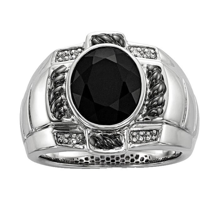 Anillos de Plata de ley piedra de ónice Negro para Hombres