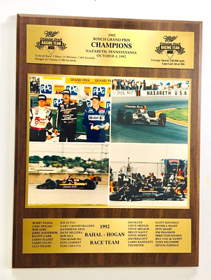 Rare 1992 Rahal - Hogan Race Team Indy Car Bosch Grand Prix Champions Plaque #4