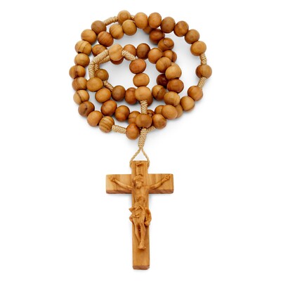 Olive Wood Rosary Beads Catholic Prayer Necklace Handcrafted Cross Blessed Pope