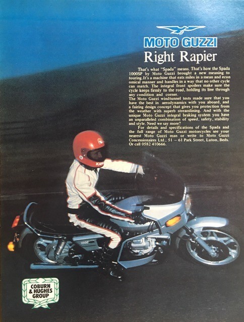 MOTO GUZZI SPADA 1000SP ORIGINAL 1981 ADVERT 28cm by 21cm UK