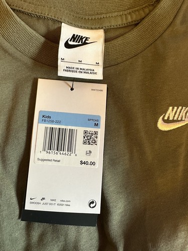 NWT - Nike Sportswear T-Shirt Dress Olive Green - Girls Size Medium - MSRP $40 - Picture 7 of 7