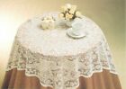 Lace Tablecloth with Floral Design in Square 40 inches white / cream small table