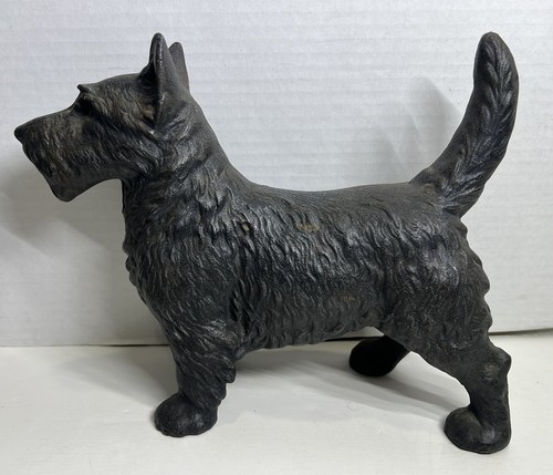 Antique Cast Iron Scottie Terrier Dog Hubley Doorstop 1930's