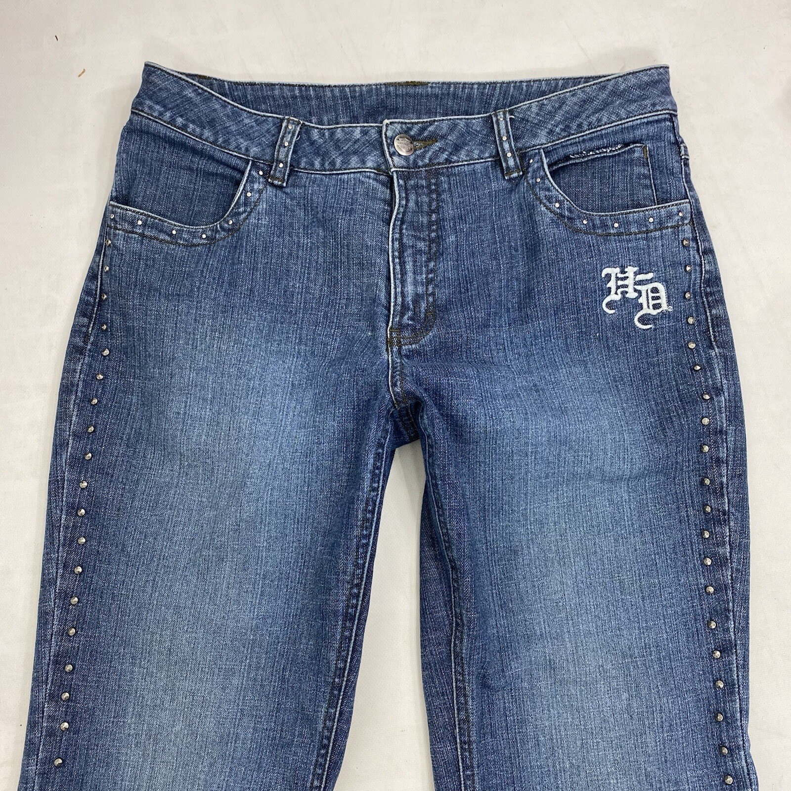 Harley-Davidson studded patchwork blue Jeans size… - image 6