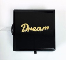 NEW AMERICAN ATELIER GLASS BLACK WITH GOLD "DREAM" BROOCH SQUARE JEWELRY BOX