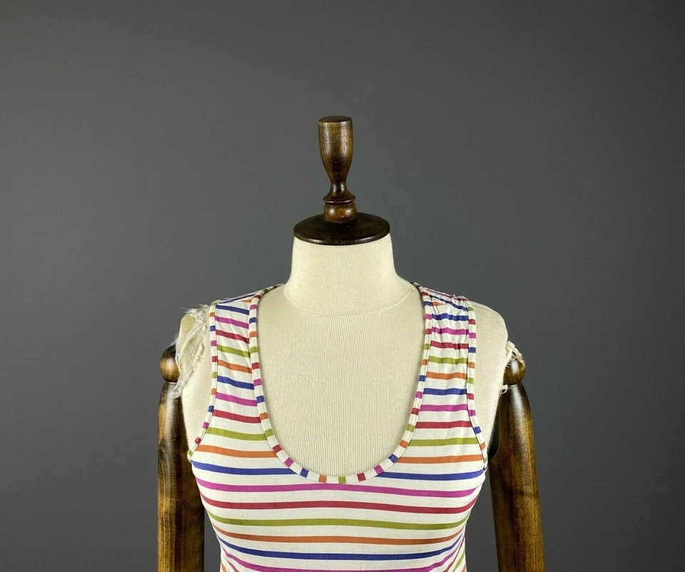 Ladies Gudrun Sjoden Multicolour Stripe Silk Sleeveless Bodycon Dress Size S - Image 2 of 4