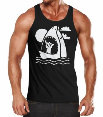 Herren Tanktop  Hai Shark Surfer-Gruß Shaka Hang Loose Welle Fun-Shirt