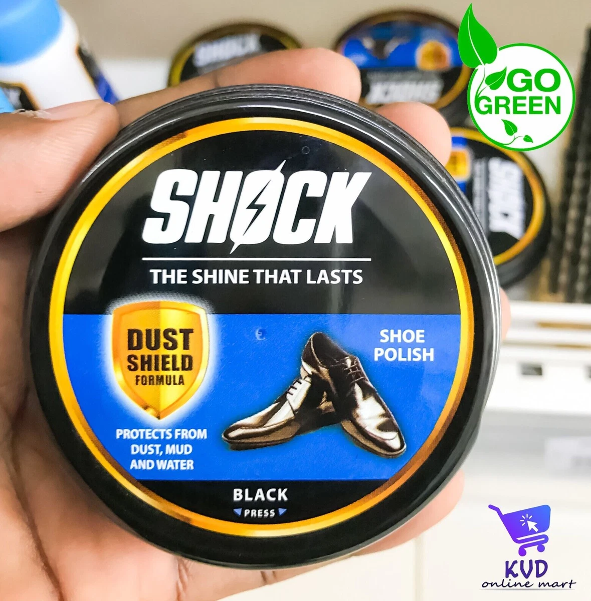 SHOCK Shoe Polish Boot Polish wax shine Black Protects nourishes 1 1 8 oz