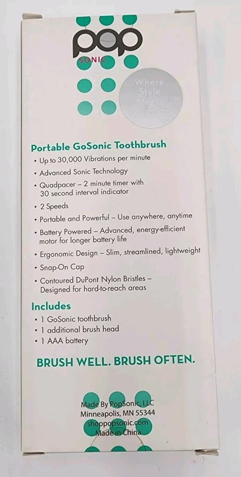 Pop Sonic Go Toothbrush Battery Operated Lot of 2 Super Soft Purple Hot Pink - Image 3 of 4