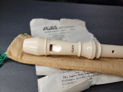 Vintage Aulos Ivory Plastic Flute No.202-E Japan 13  Long  