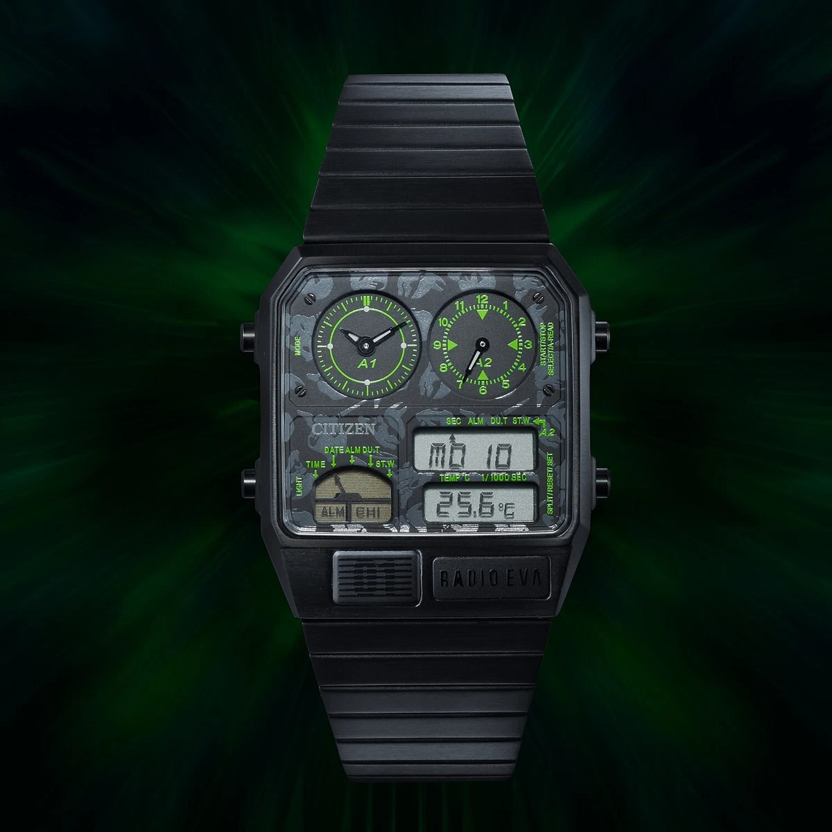 EVANGELION Watch CITIZEN ANA-DIGI EVA/MONOGRAM(RADIO EVA LIMITED) Rare 202304R