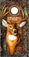 Trophy Deer Buck head Camo Cornhole Wrap Bag Toss Skin Decal Sticker Wraps