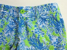 LILLY PULITZER SHORTS THE WALSH SHORT SZ 00 x 3" BLUE GREEN FLORAL LN USED