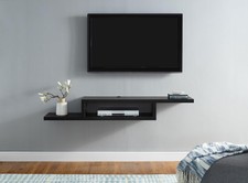 60" Asymmetrical Wall Mounted A/v Console, 60inch, Black