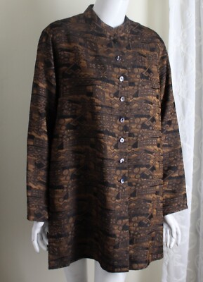 NWT Chico's Sz 2 L Copper Exquisite Asian Evening Glow Long Tunic Jacket